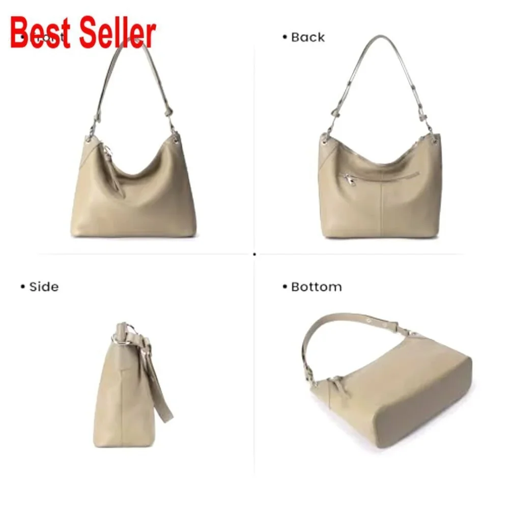 Genuine Leather Hobo Bag Crossbody Purse with Adjustable Strap